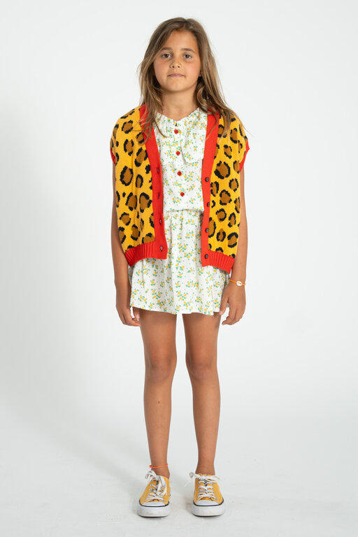 Piupiuchick knitted waistcoat // mustard animal print