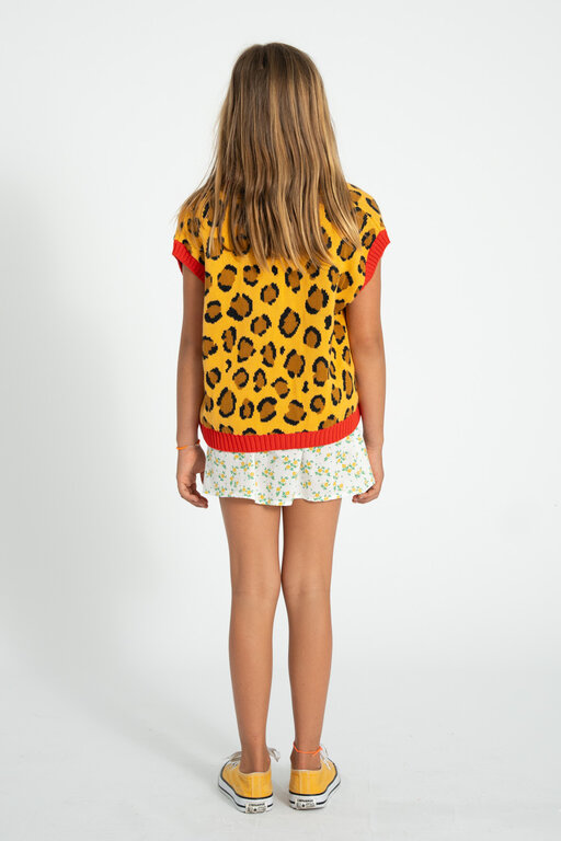 Piupiuchick knitted waistcoat // mustard animal print