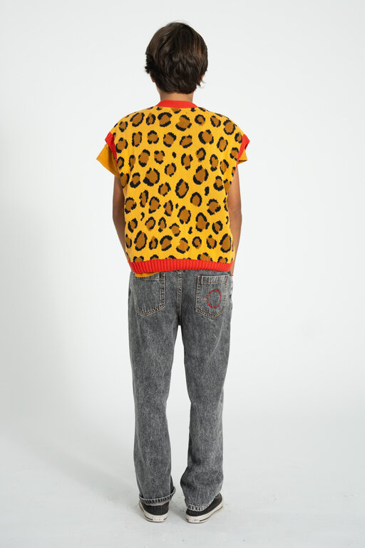 Piupiuchick knitted waistcoat // mustard animal print
