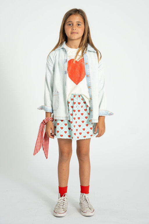 Piupiuchick tshirt w collar // ecru w read heart