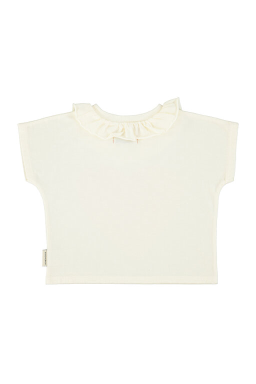 Piupiuchick tshirt w collar // ecru w read heart