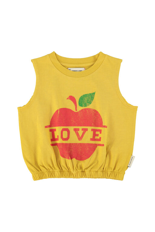 Piupiuchick sleeveless top // mustard w apple prn