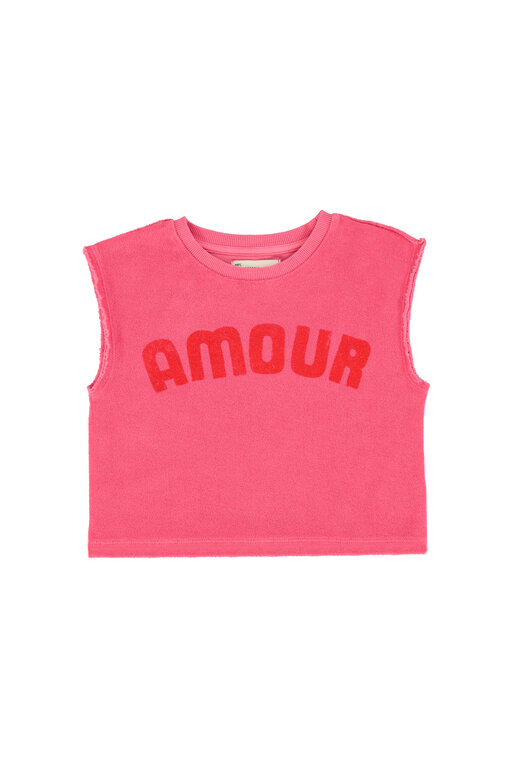 Piupiuchick sleeveless top // pink w amour print