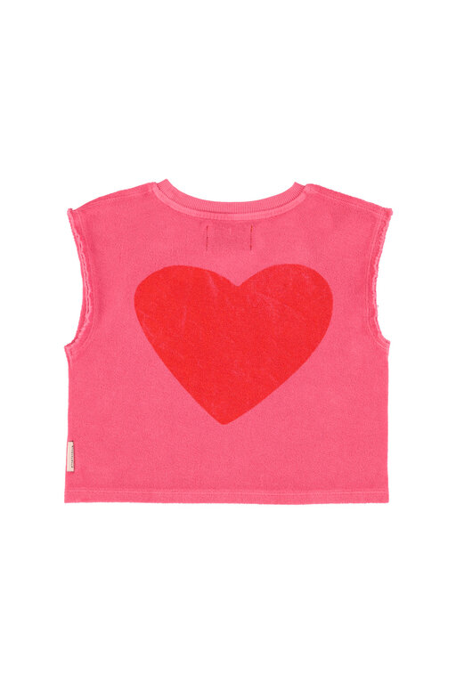 Piupiuchick sleeveless top // pink w amour print