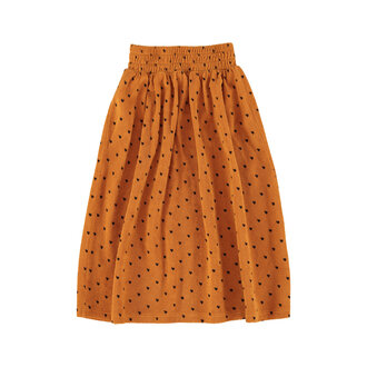 Piupiuchick long skirt // camel w black hearts