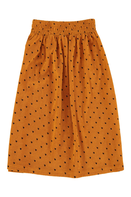 Piupiuchick long skirt // camel w black hearts