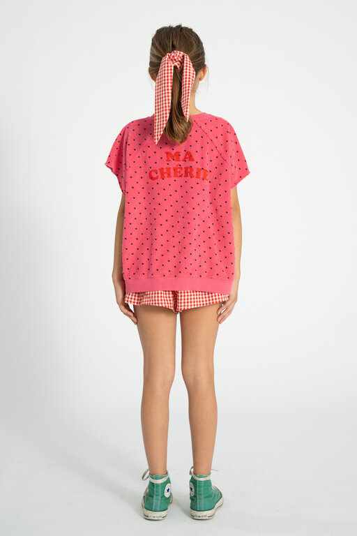 Piupiuchick sleeveless sweatshirt // pink w cherry print