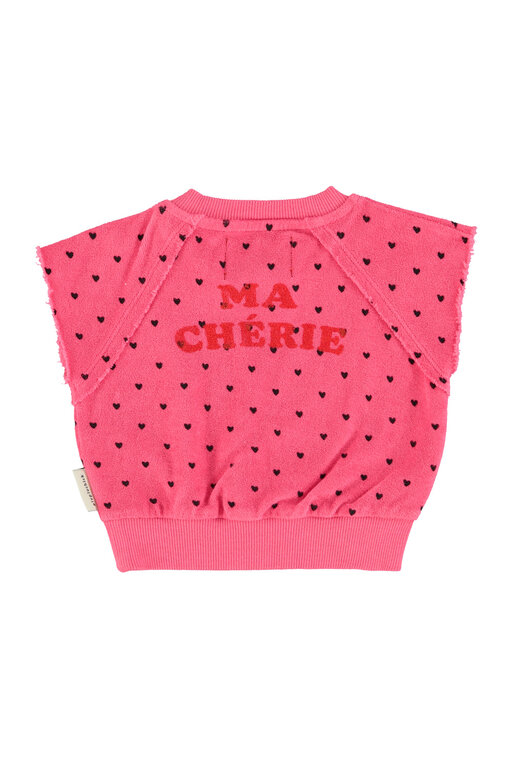 Piupiuchick sleeveless sweatshirt // pink w cherry print