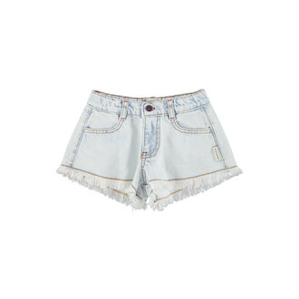 Piupiuchick short w fringes // washed light blue denim