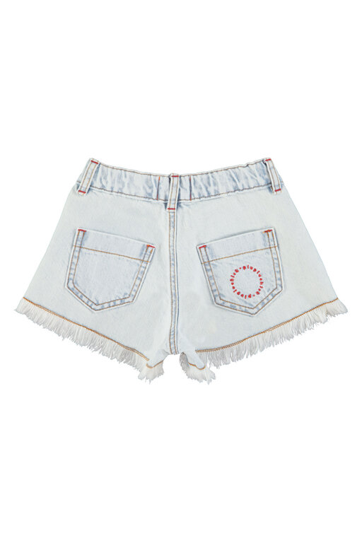 Piupiuchick short w fringes // washed light blue denim