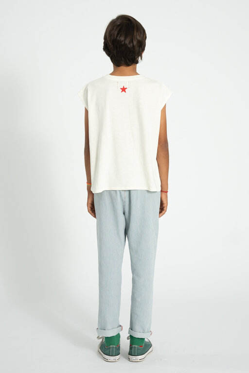 Piupiuchick unisex trousers // ecru w indigo tripes