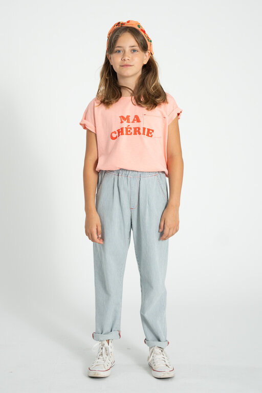 Piupiuchick unisex trousers // ecru w indigo tripes