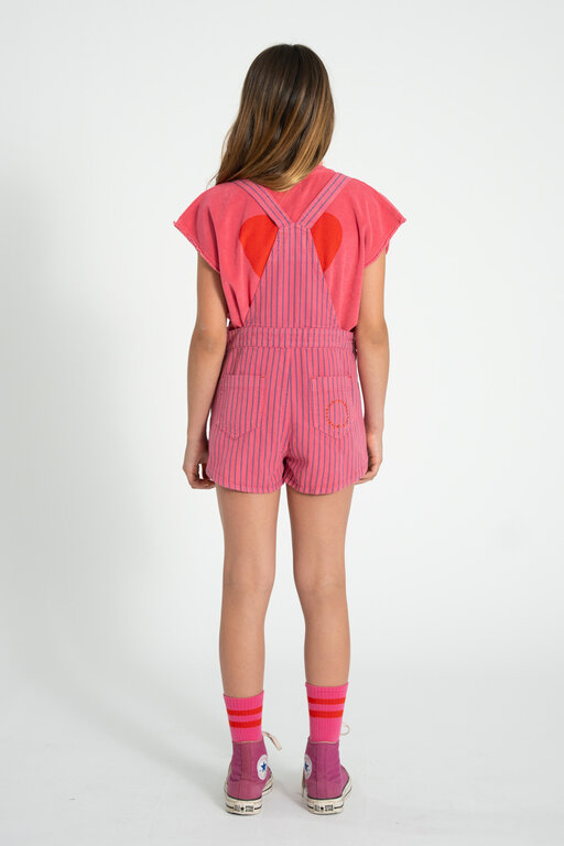 Piupiuchick short dungarees // pink w indigo stripes