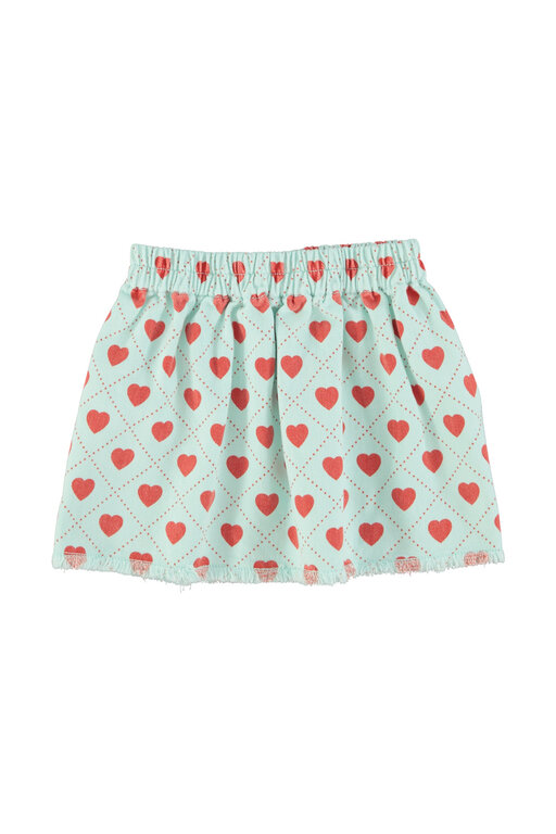 Piupiuchick short skirt // light blue w red hearts