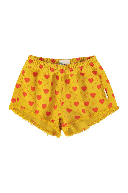 Piupiuchick shorts w fringes // mustard w red hearts