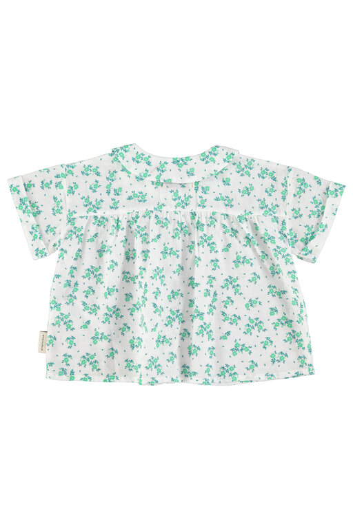 Piupiuchick peter pan collar shirt // ecru w green flowers