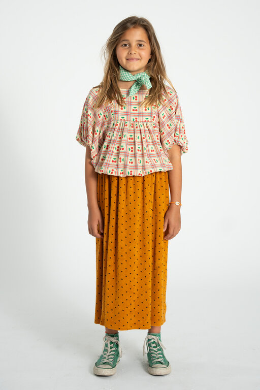 Piupiuchick cropped blouse baloon sleeves // light yellow w cherries