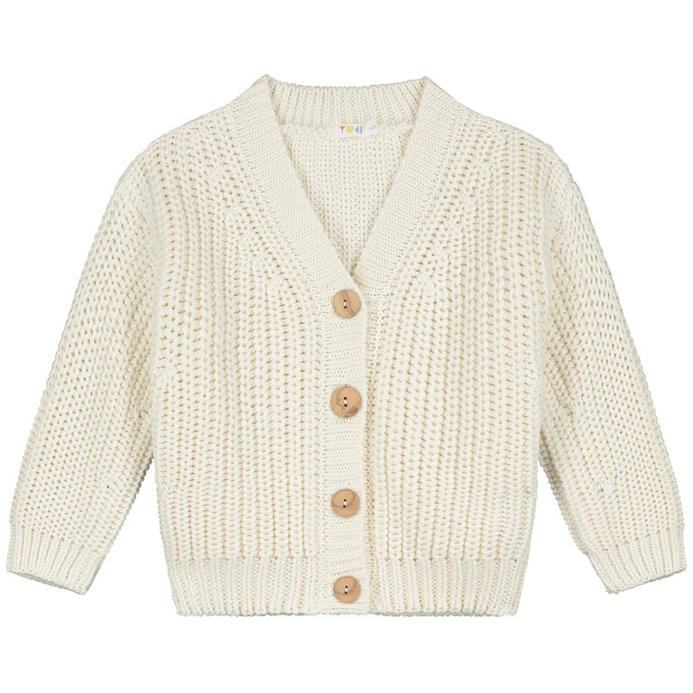 Yuki chunky knitted cardigan // stone white