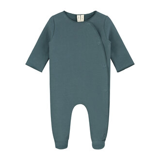 Gray Label newborn suit with snaps //blue grey