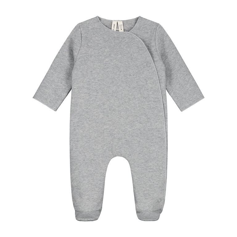 Gray Label newborn suit with snaps //  grey melange