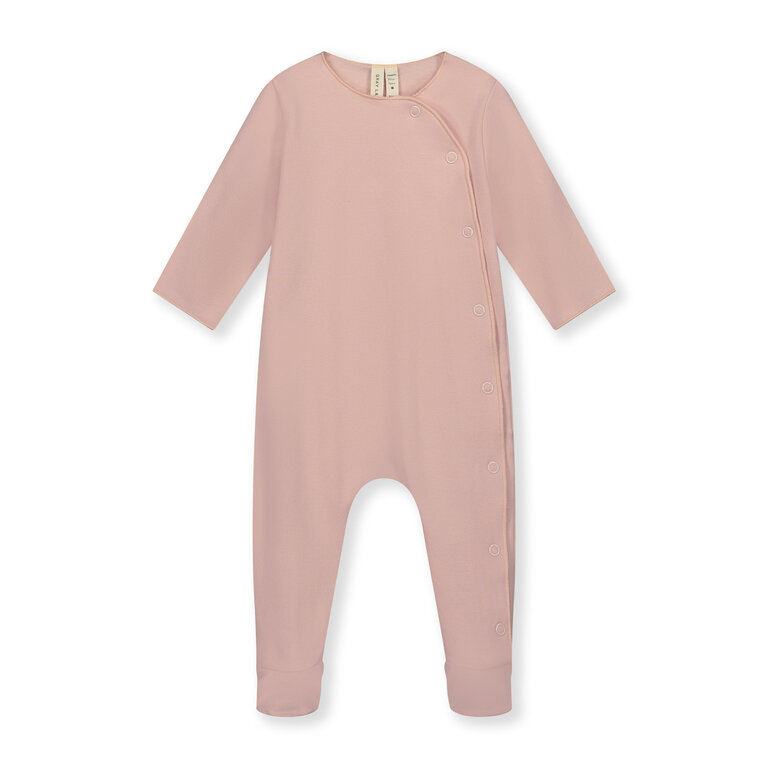 Gray Label newborn suit with snaps // faded pink