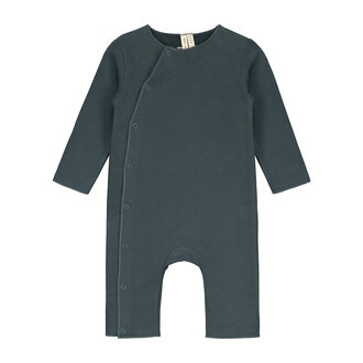 Gray Label baby suit with snaps //  blue grey
