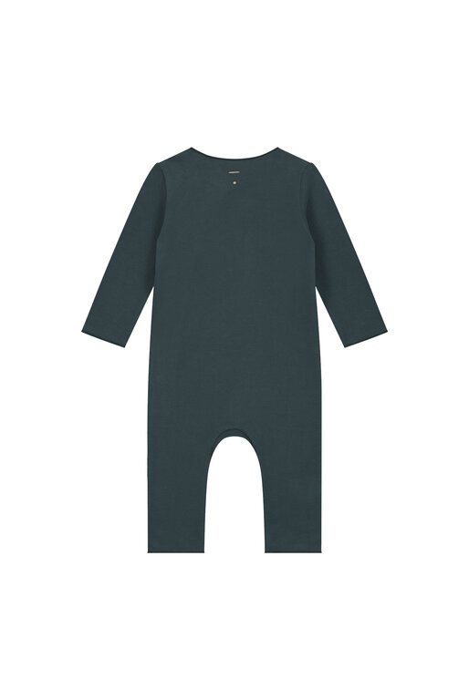 Gray Label baby suit with snaps //  blue grey