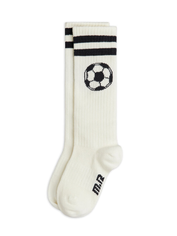 Mini Rodini football knee-high socks // off-white