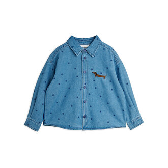 Mini Rodini lw denim dots aop ls shirt // blue