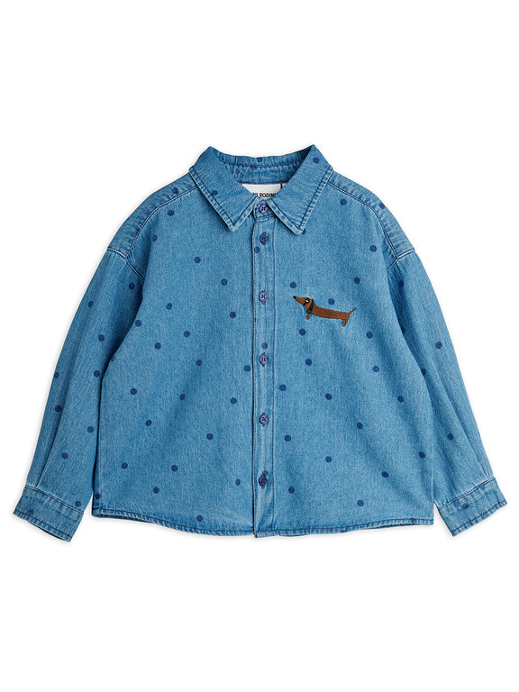 Mini Rodini lw denim dots aop ls shirt // blue