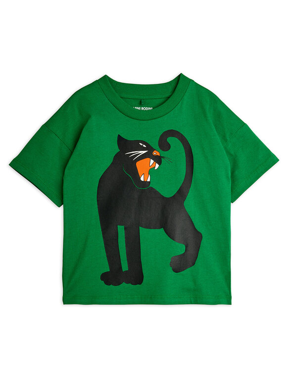 Mini Rodini panther sp ss tee // green