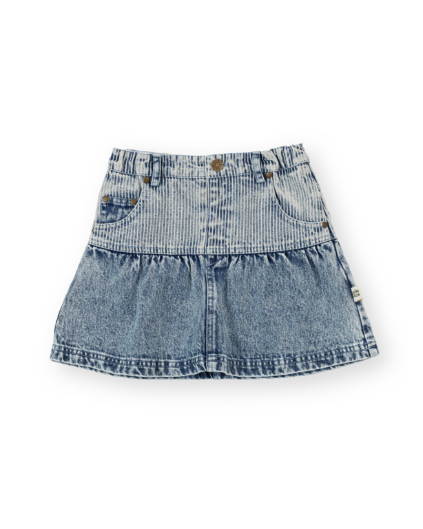 Goldie & Ace denim skirt // pinstripe peplum