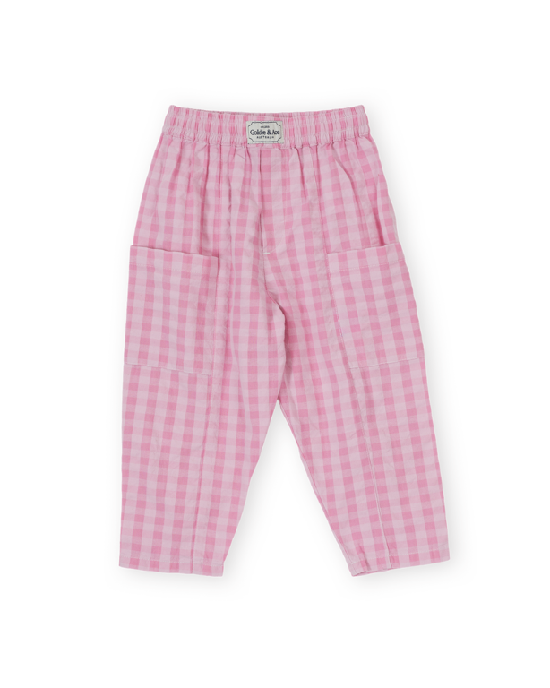 Goldie & Ace lightweight gingham kit pocket pant // pink
