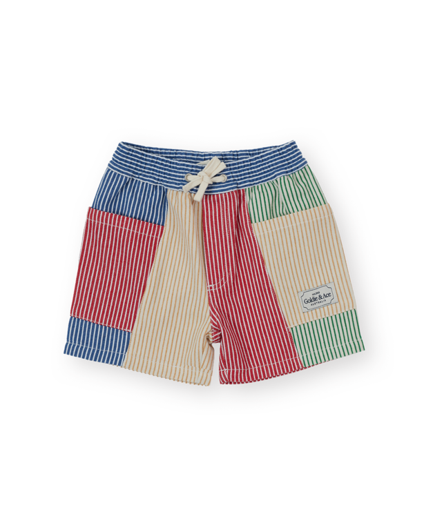 Goldie & Ace noah pocket shorts // patchwork stripe
