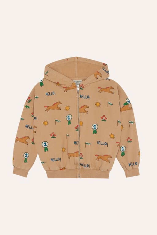 The Campamento horses allover zipped sweatshirt // camel