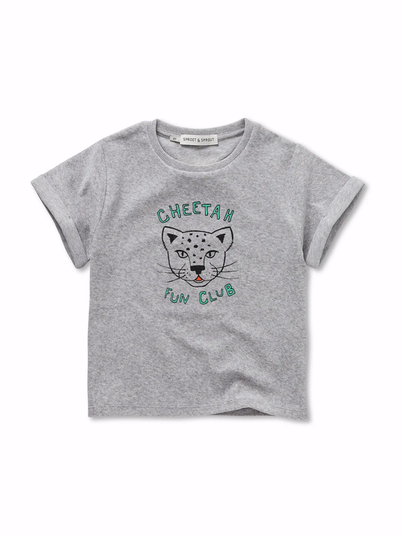 Sproet & sprout terry t-shirt cheetah // grey melee