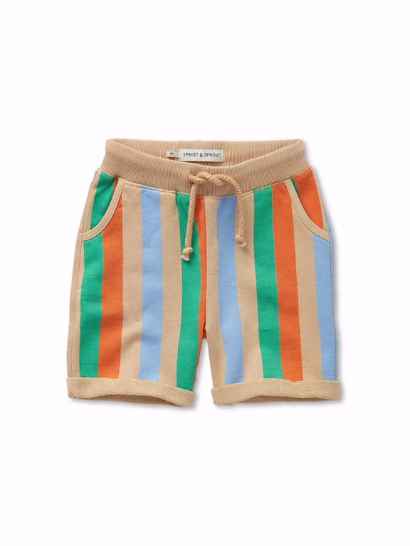 Sproet & sprout sweat shorts multi colour stripes // sand