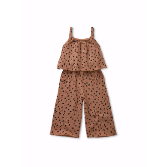Sproet & sprout muslin jumpsuit animal print // camel
