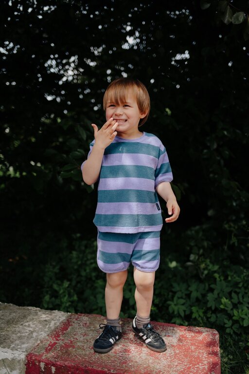 Daily Brat striped towel t-shirt // teal