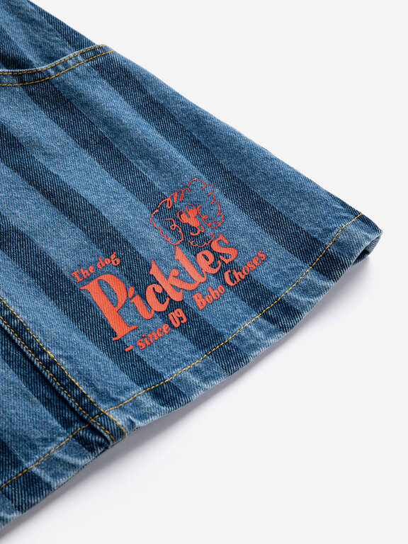 Bobo Choses pickles the dog striped denim skirt // kids