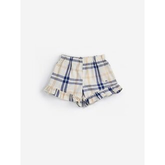 Bobo Choses fun tartan ruffled woven shorts // kids