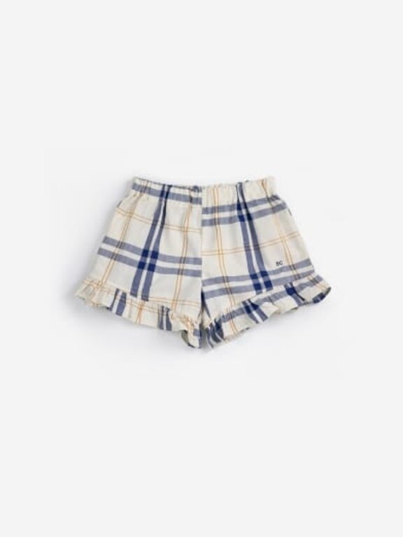 Bobo Choses fun tartan ruffled woven shorts // kids