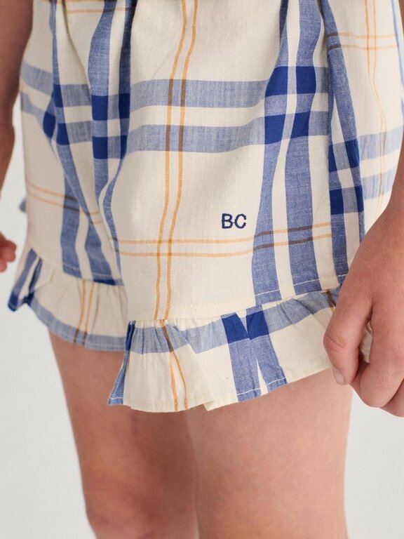 Bobo Choses fun tartan ruffled woven shorts // kids