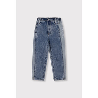 Alix the label color block denim pants // denim blue