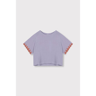 Alix the label embroidered sleeves top // lilac