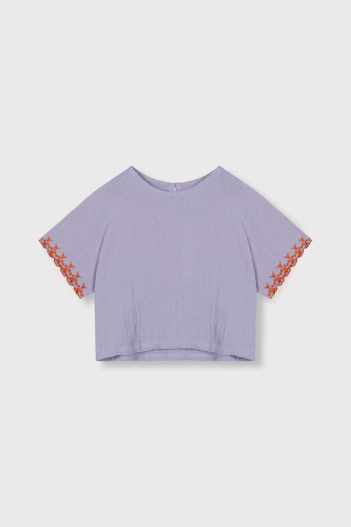 Alix the label embroidered sleeves top // lilac