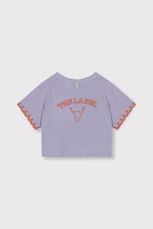 Alix the label embroidered sleeves top // lilac