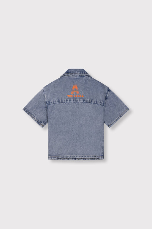 Alix the label short sleeve denim blouse // light blue denim