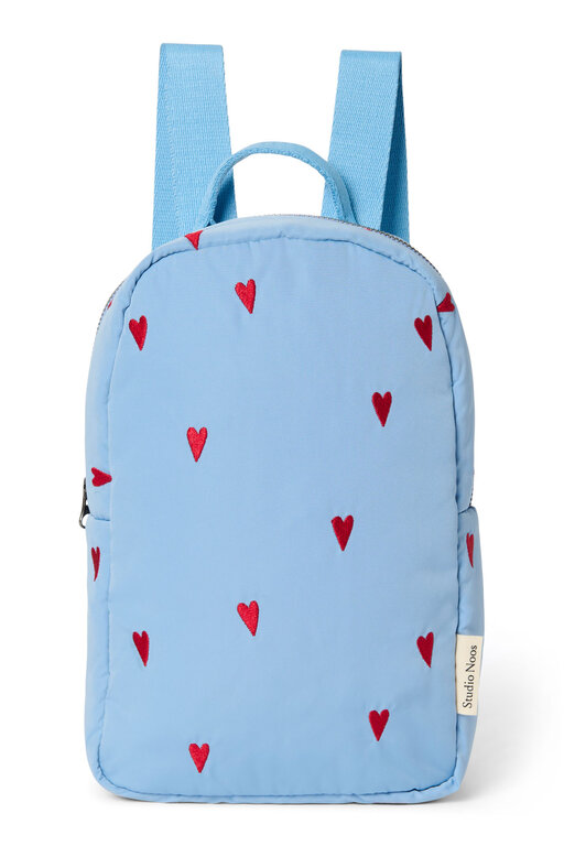 Studio Noos puffy mini backpack // light blue hearts
