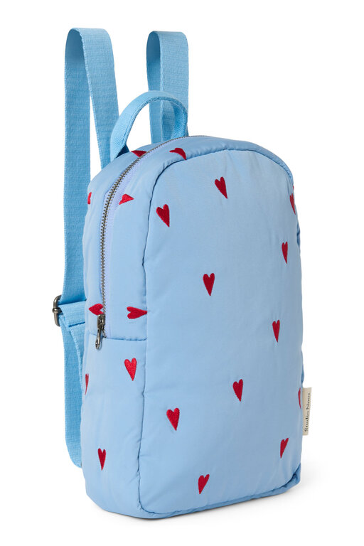 Studio Noos puffy mini backpack // light blue hearts